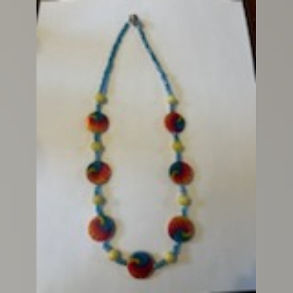 Jelly's Jewelry and Boutique Handcrafted Rainbow Tie Dye Shell Beaded Necklace
